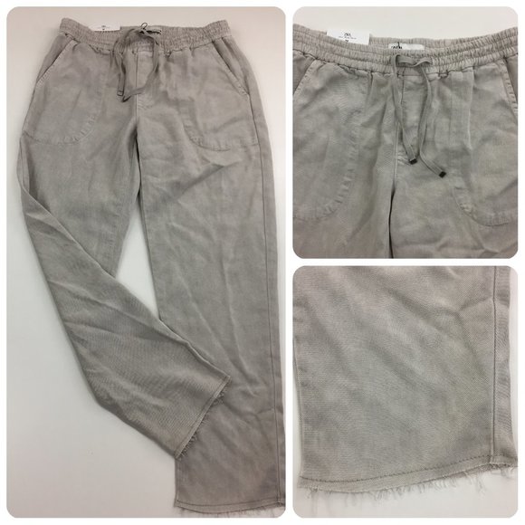 NWT ZARA Marshmallow Gray Slim Leg Drawstring Waist Mid-Rise The Jogger Pants - Picture 1 of 16